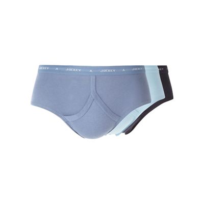 Big and tall three pack of blue shades y-front briefs
